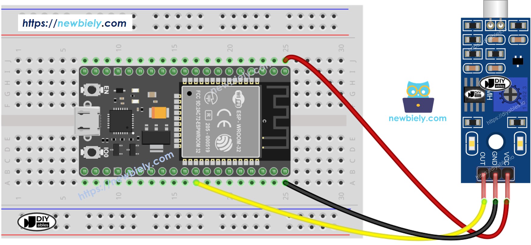 ESP32 Geluidsensor Bedradingsschema