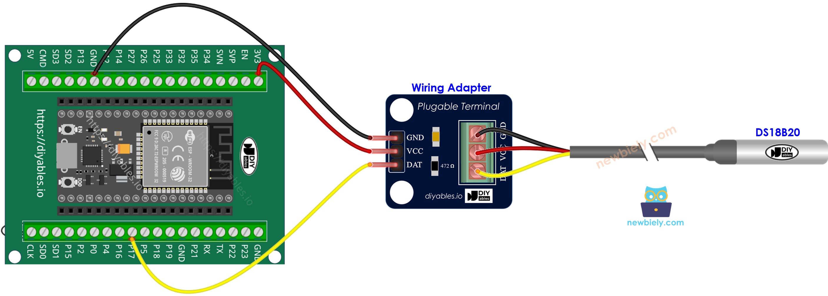 Hoe ESP32 en temperatuursensor aansluiten