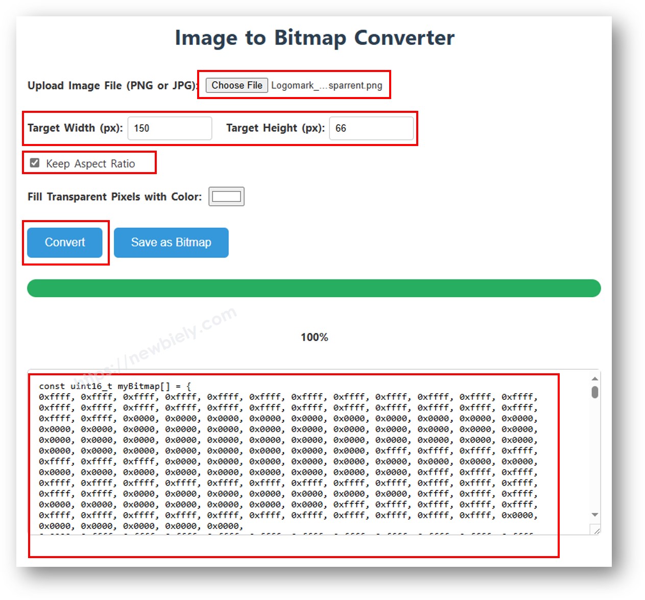 afbeelding naar bitmap-array