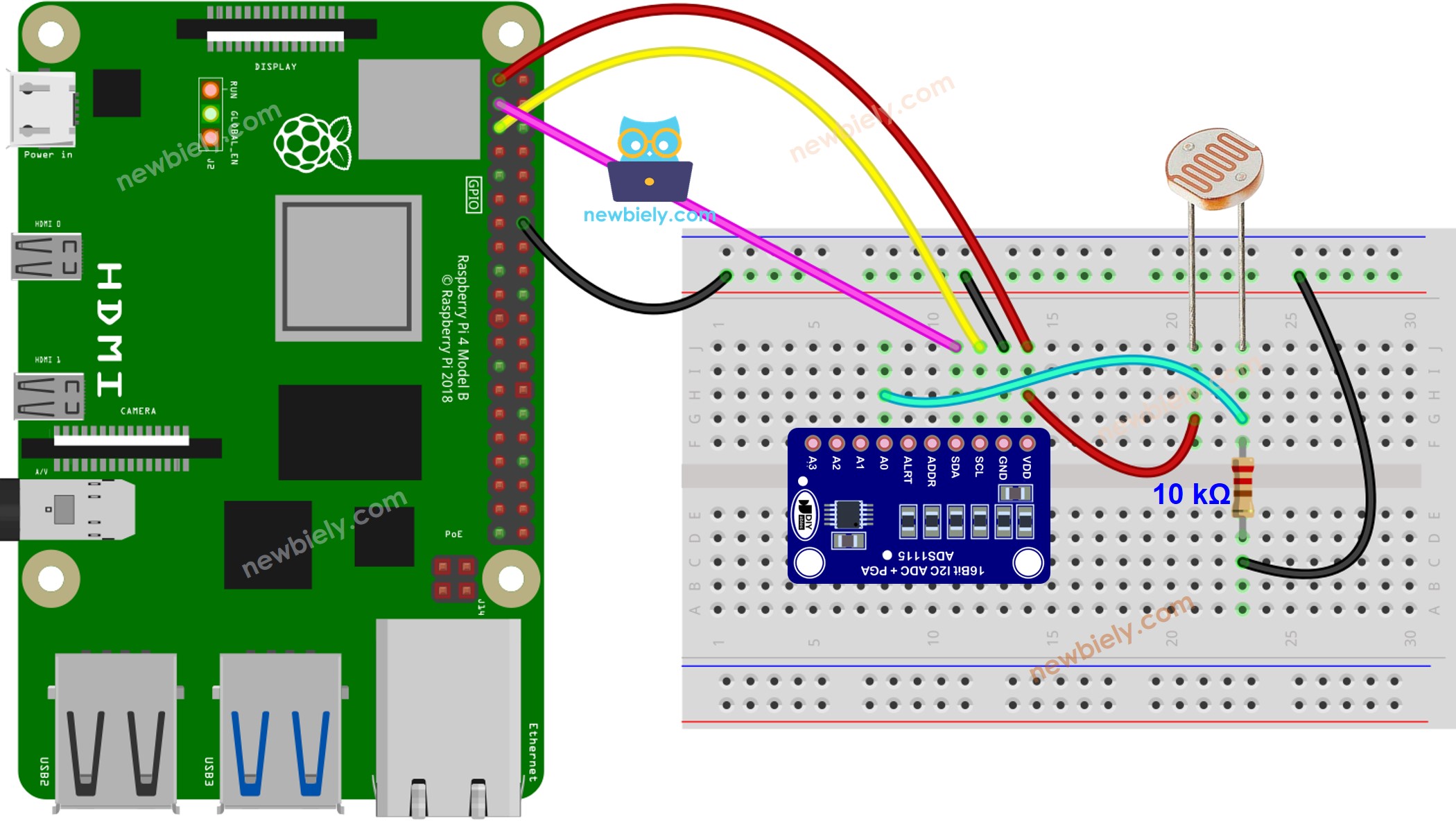 Raspberry Pi Lichtsensor bedradingsschema
