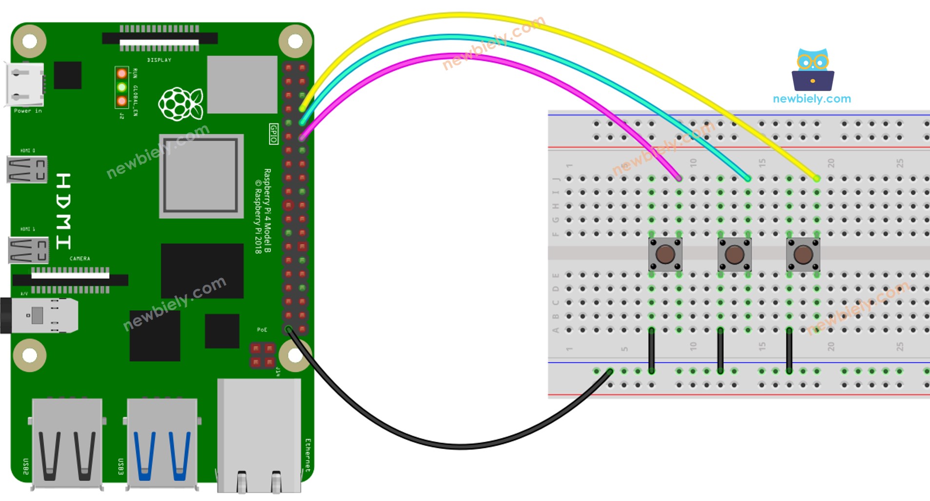 Raspberry Pi Knop multiple debounce bedrading