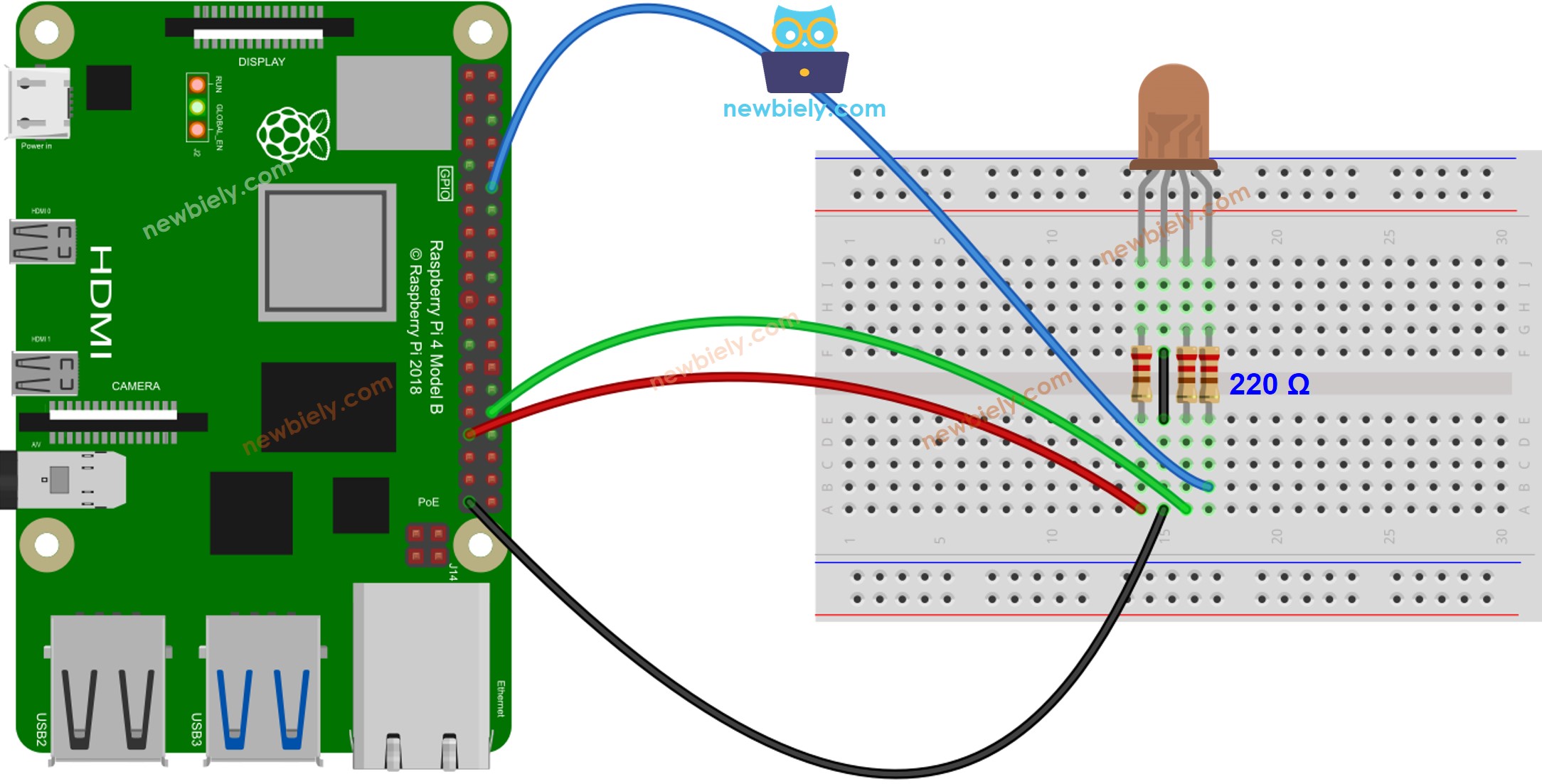Raspberry Pi RGB LED wiring diagram
