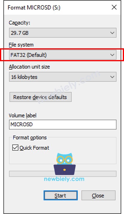 Micro SD-kaart formaat FAT32