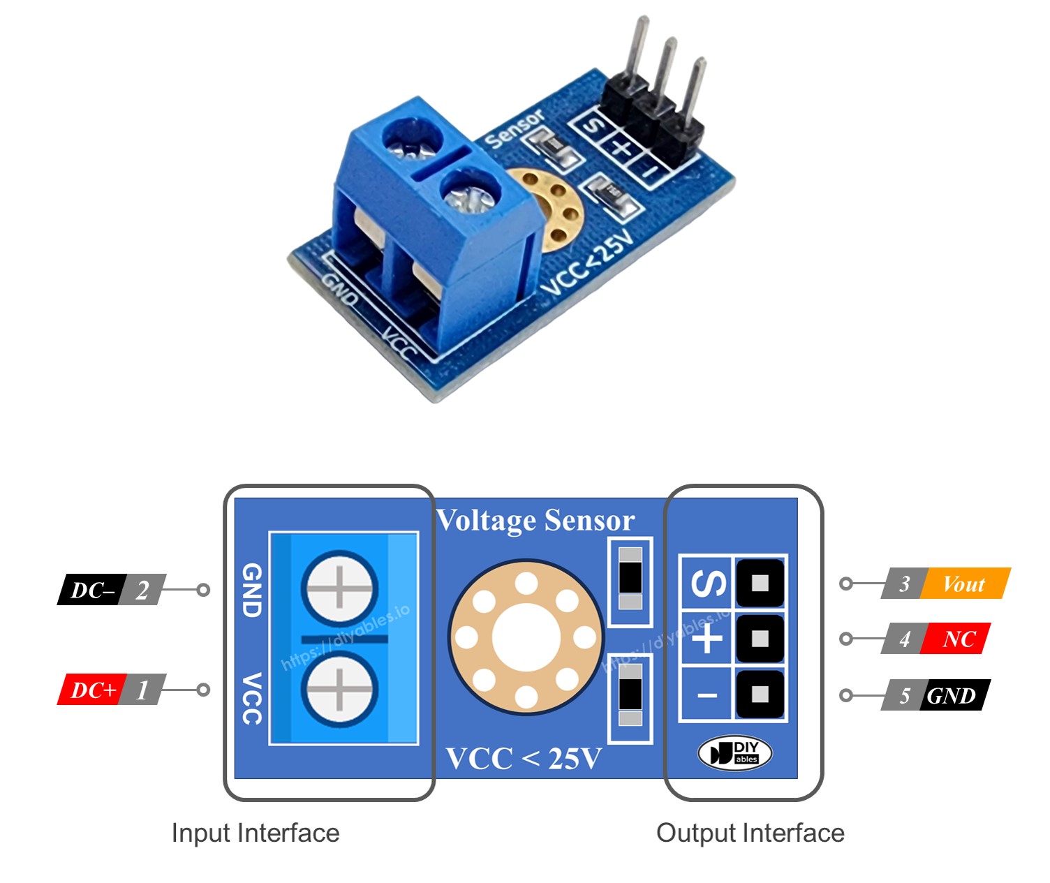 Spanningssensor pinout